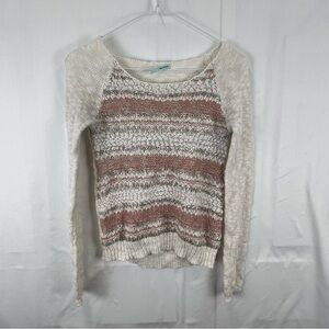 Maurices - Women’s Sweater - Pink and Cream - Medium? - Lightweight - Textured